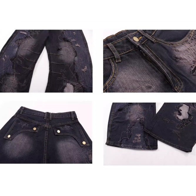 Raw Edge Deconstruction Scimitar Jeans BK7037