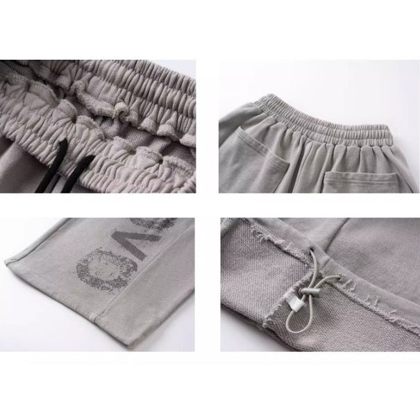 Distressed Letter Print Sweat Pants BK7048