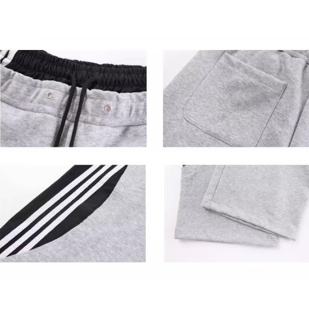 Double-Waist Striped Splicing Scimitar Sweat Pants BK7050