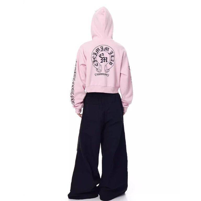 Gothic Letter Print Hooded Sweat Jacket MW10287