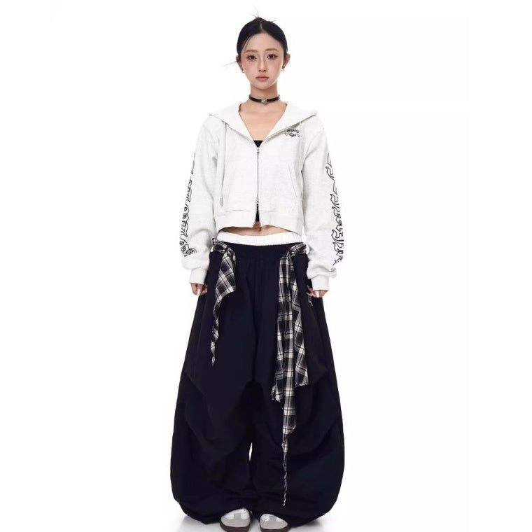 Gothic Letter Print Hooded Sweat Jacket MW10287