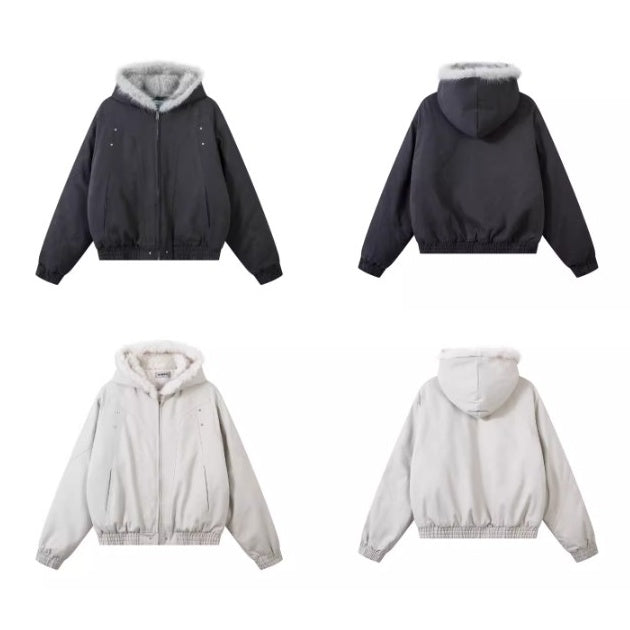 Carving Fur Collar Hooded Jacket BK7051