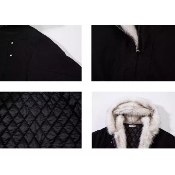 Carving Fur Collar Hooded Jacket BK7051