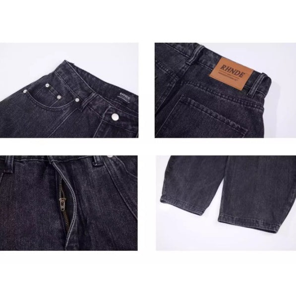 Curve Blade Design Wide-leg Jeans BK7052