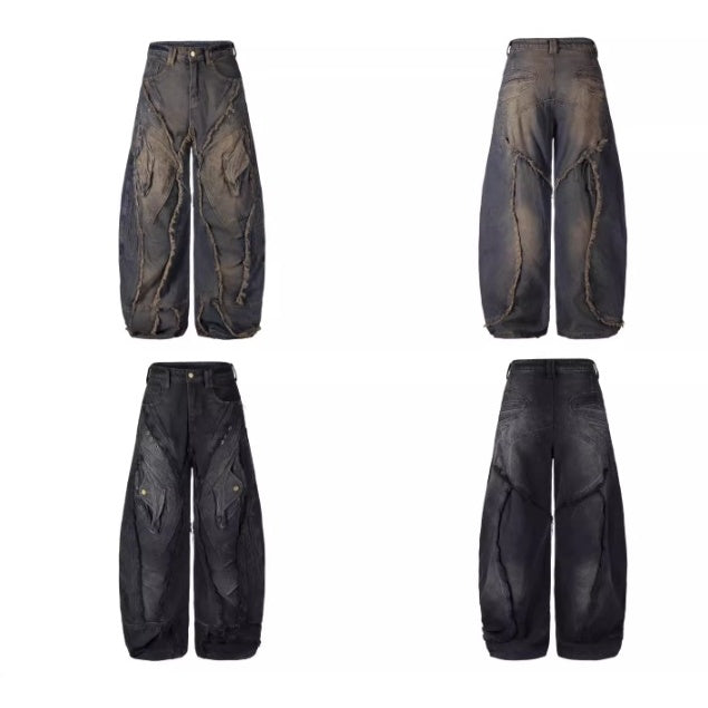 Heavy Damage Raw Edge Scimitar Jeans BK7054