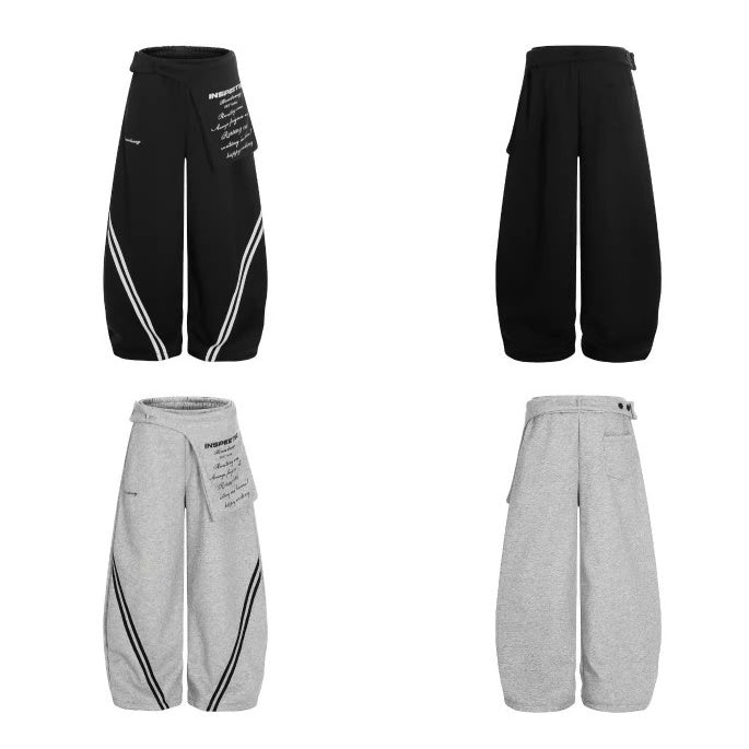 Waist Layered Design Curve Sweat Pants BK7062