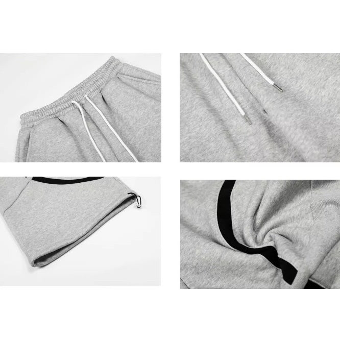 Contrast Geometry Stitching Design Curve Sweat Pants BK7059