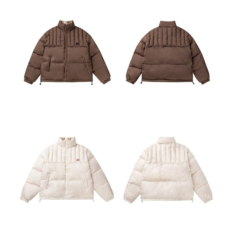 Stand Collar Check Patchwork Padded Jacket TP9002