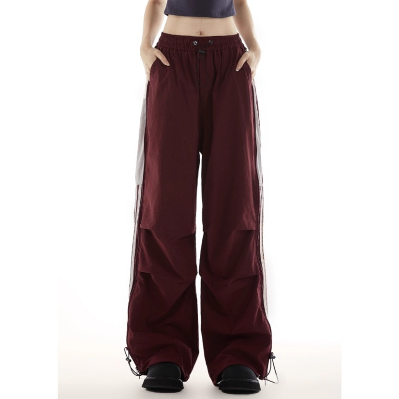 Side Zipper Line Design Parachute Pants MW10105