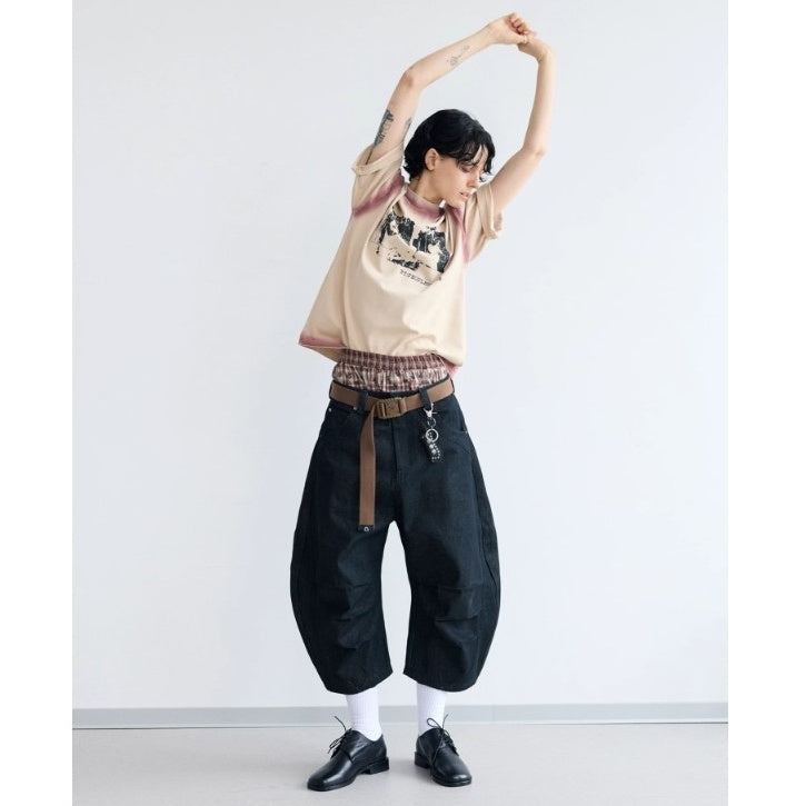 Hand-spray Contrasting Panel T-shirt PS7013