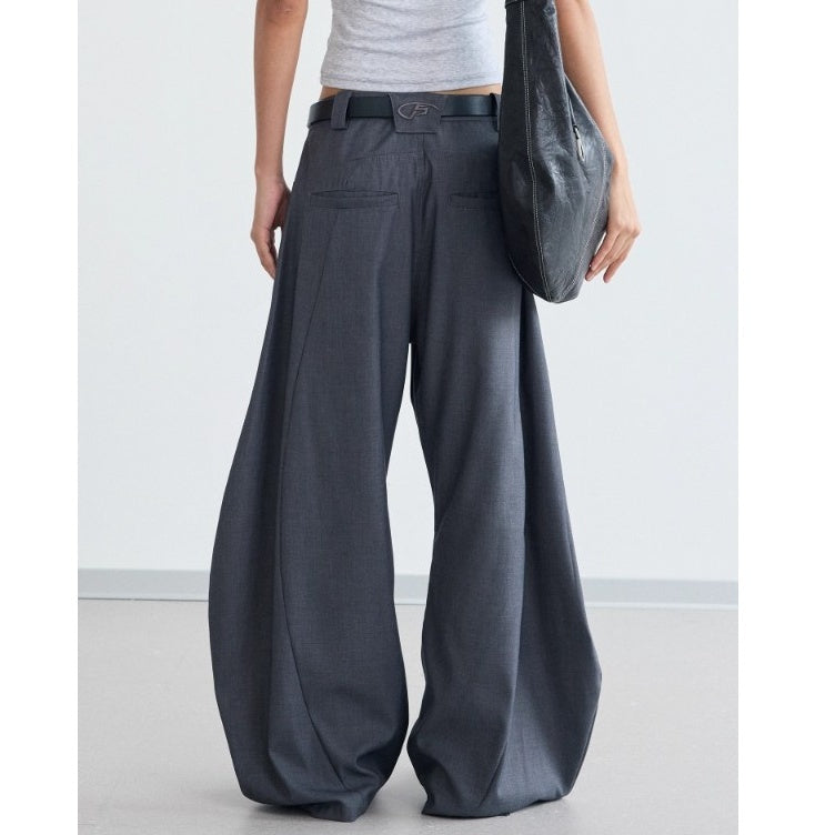 Front Slip Pockets Pleated Scimitar Trousers PS7020