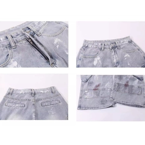 Paint Loose Multi Pocket Cargo Jeans MW10188