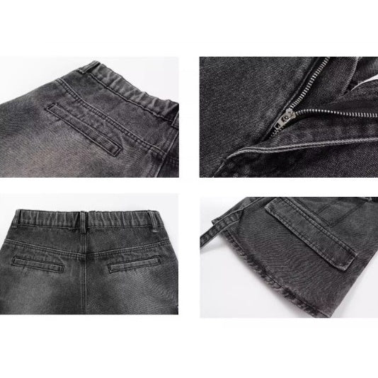 Wash Curve Design Cargo Jeans MW10189