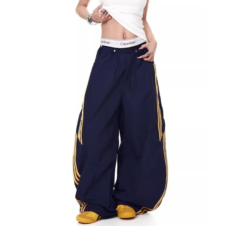 Three-bar Contrast Loose Curve Pants MW10193