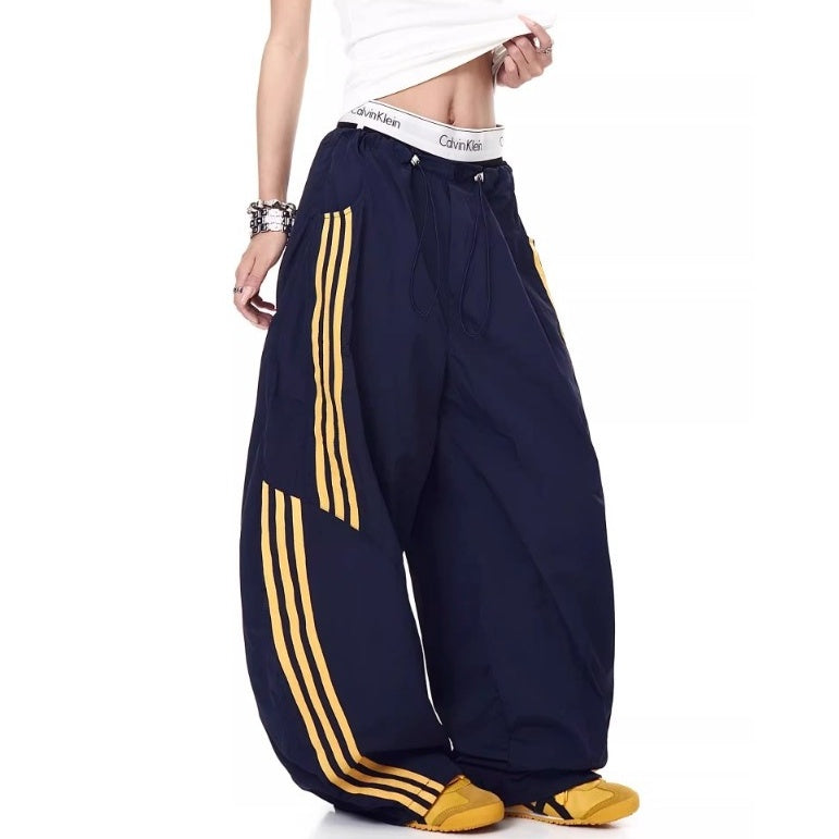 Three-bar Contrast Loose Curve Pants MW10193