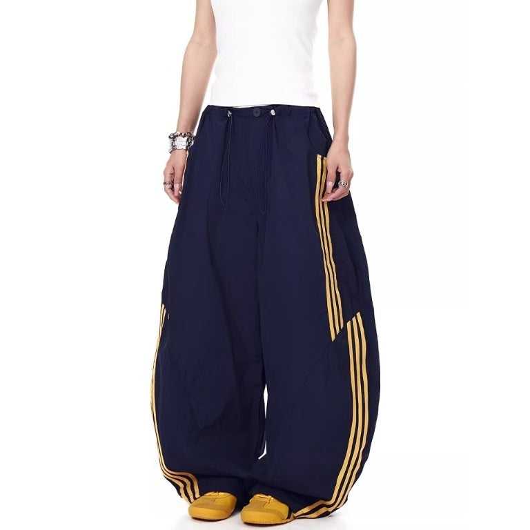 Three-bar Contrast Loose Curve Pants MW10193