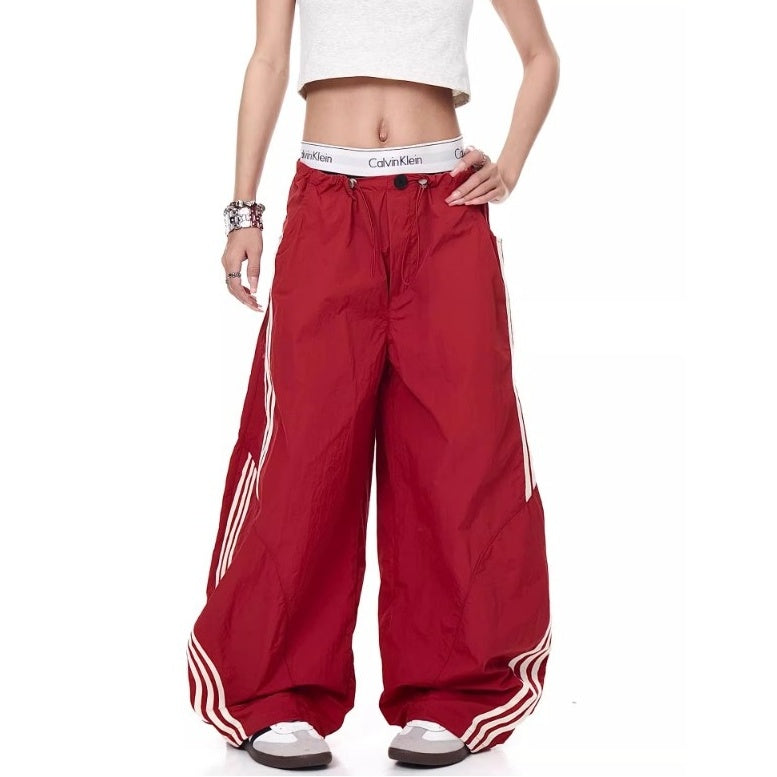 Three-bar Contrast Loose Curve Pants MW10193