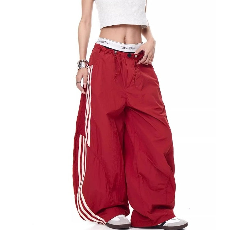 Three-bar Contrast Loose Curve Pants MW10193