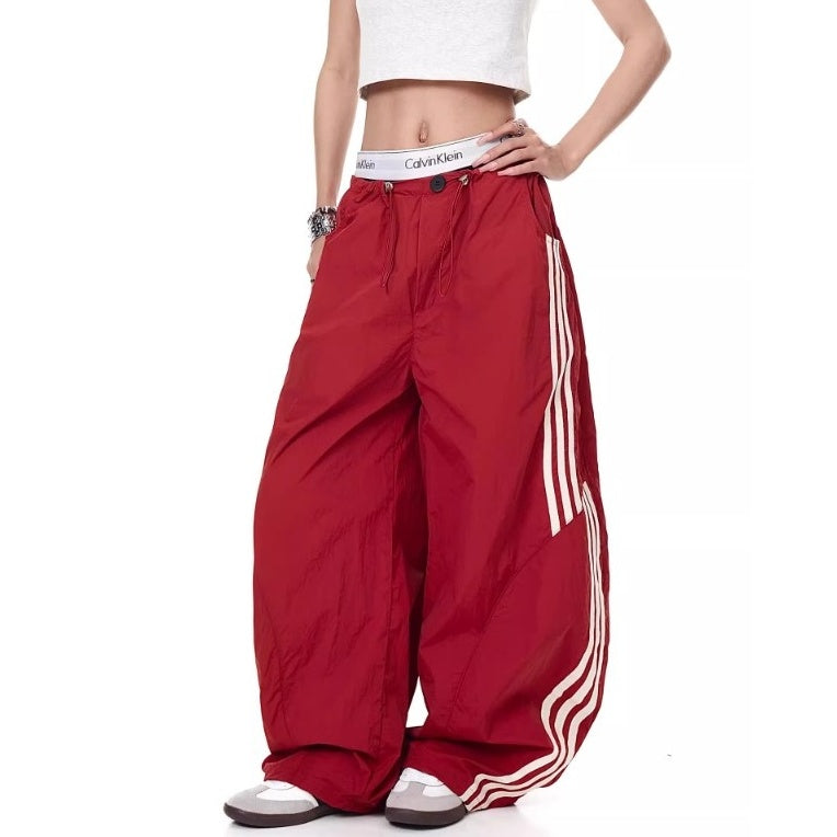 Three-bar Contrast Loose Curve Pants MW10193