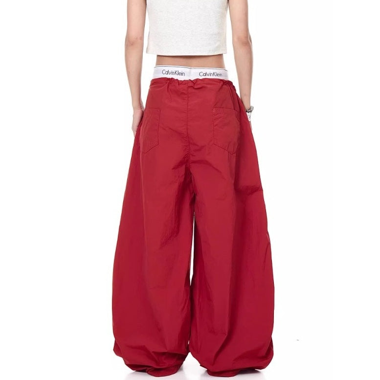 Three-bar Contrast Loose Curve Pants MW10193