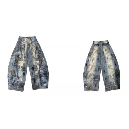 Dirty Embroidered Loose Curve Jeans MW10197