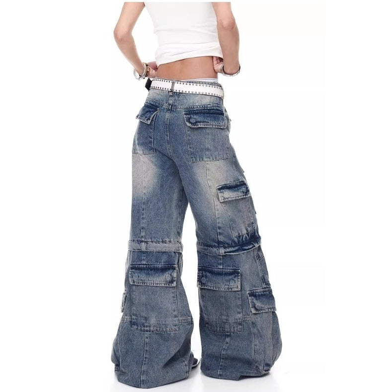 Detachable Baggy Multi-pocket Cargo Jeans MW10202