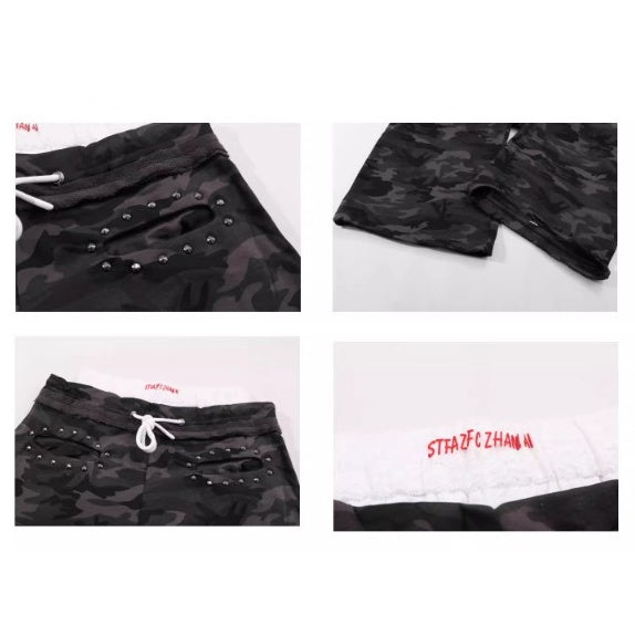 Lace Stitching Double Waist Camouflage Pants MW10203