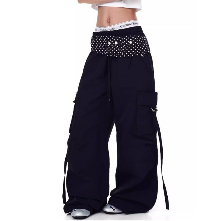 Polka Dot Waist Decoration Paratrooper Cargo Pants MW10236
