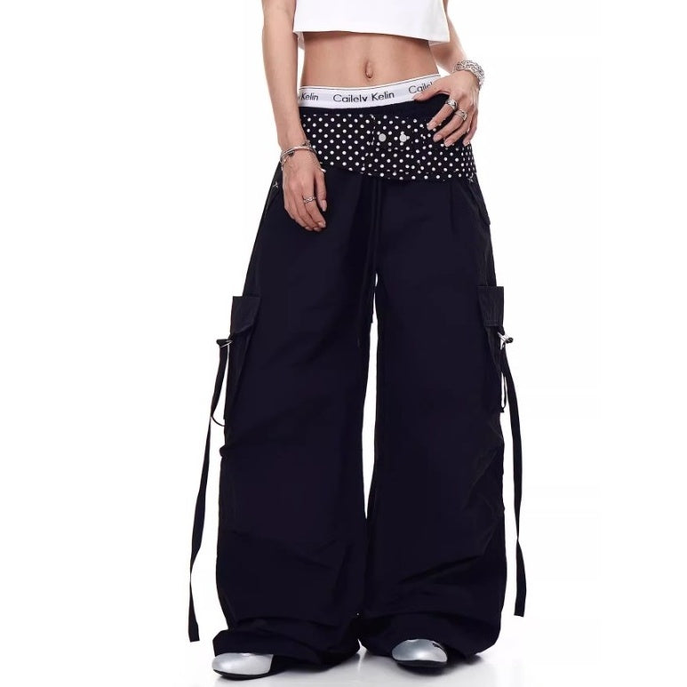 Polka Dot Waist Decoration Paratrooper Cargo Pants MW10236