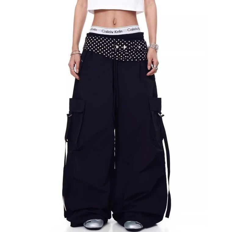 Polka Dot Waist Decoration Paratrooper Cargo Pants MW10236