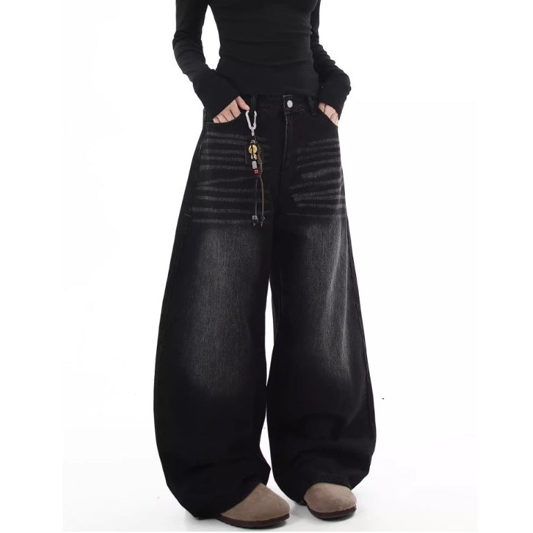 Back Embroidered Loose Banana Jeans MW10238