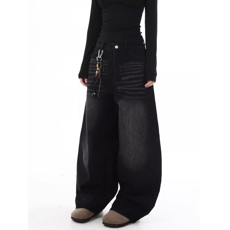 Back Embroidered Loose Banana Jeans MW10238