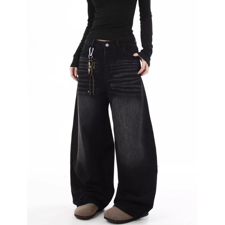 Back Embroidered Loose Banana Jeans MW10238