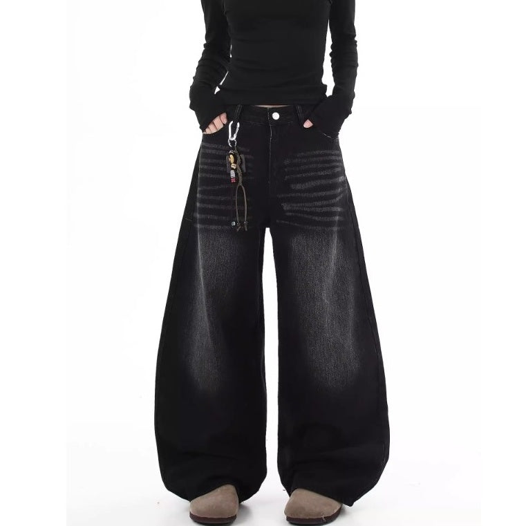 Back Embroidered Loose Banana Jeans MW10238