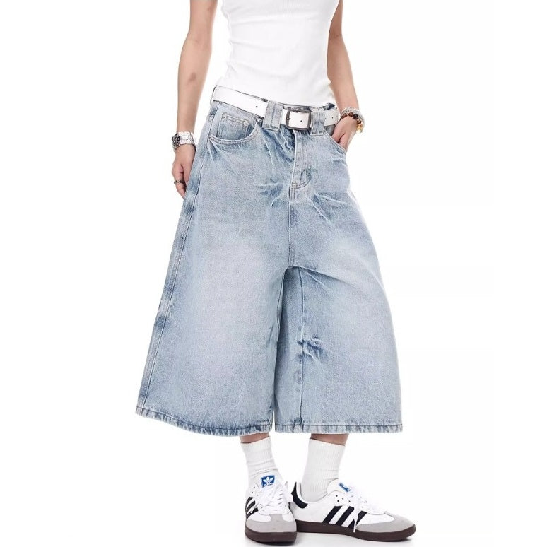 Washed Denim Gaucho Pants MW10221