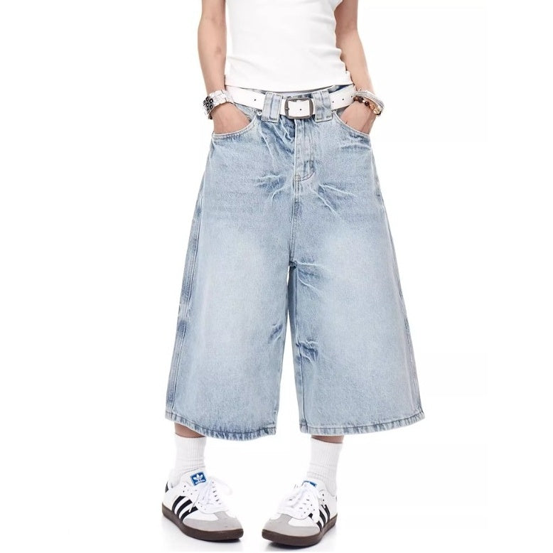 Washed Denim Gaucho Pants MW10221