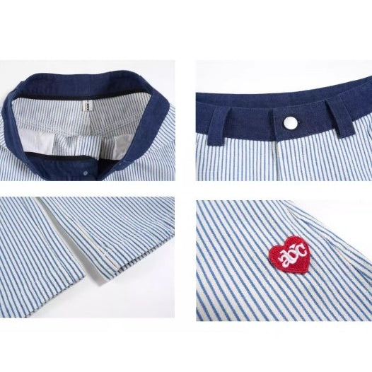 Love Embroidery Hickory Stripe Curve Jeans MW10222