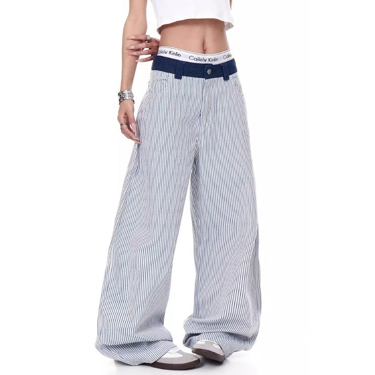 Love Embroidery Hickory Stripe Curve Jeans MW10222