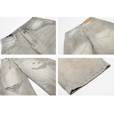 Ripped Ink-splashed Curve Jeans MW10225