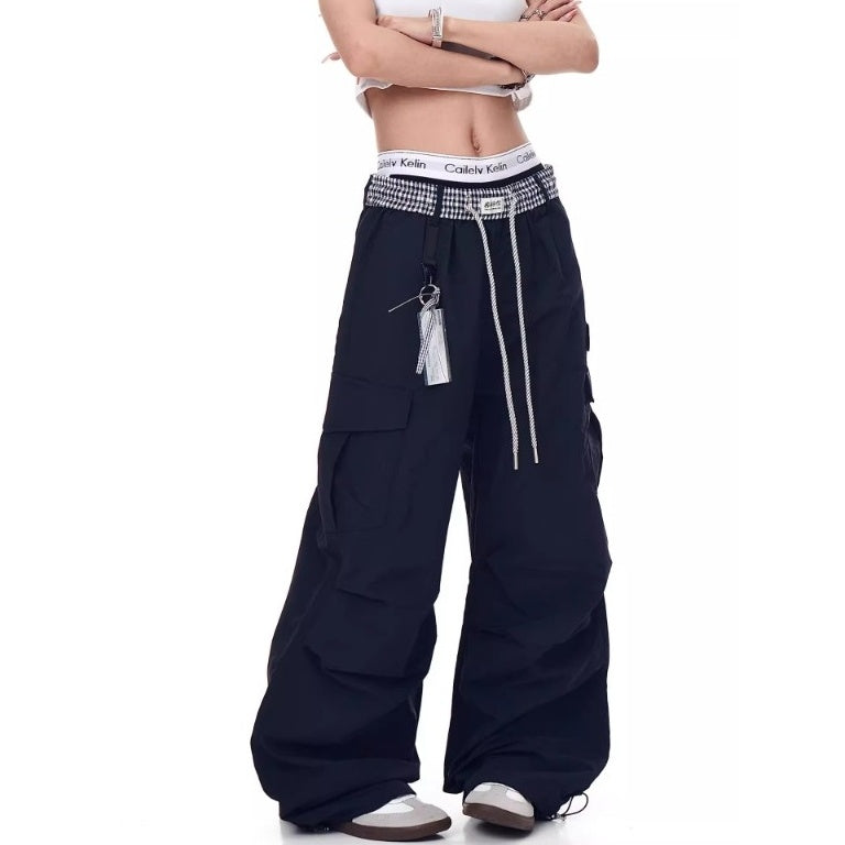 Check Panel Waist Paratrooper Pants MW10227
