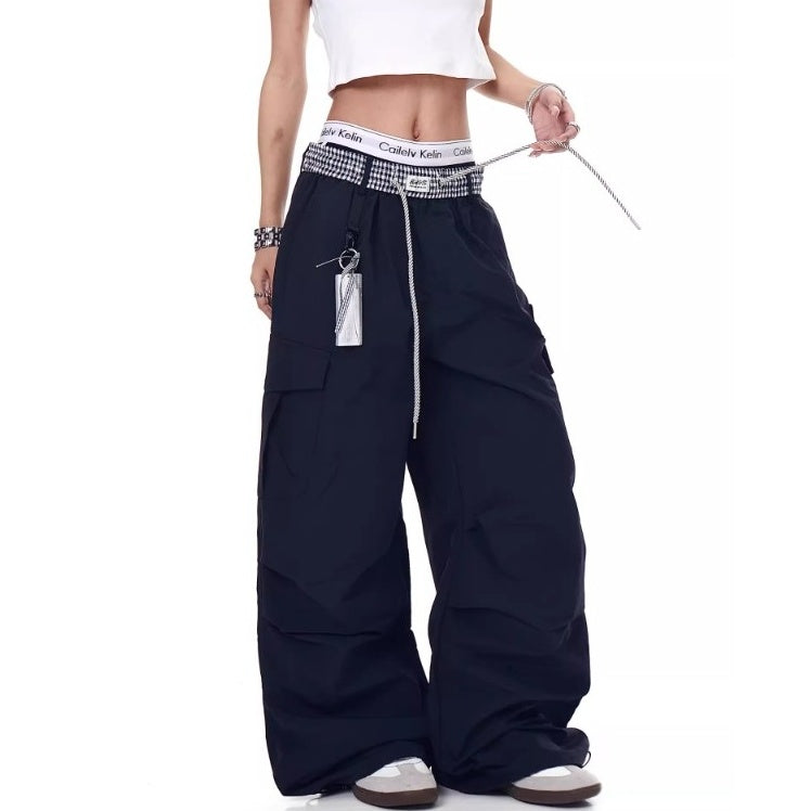 Check Panel Waist Paratrooper Pants MW10227