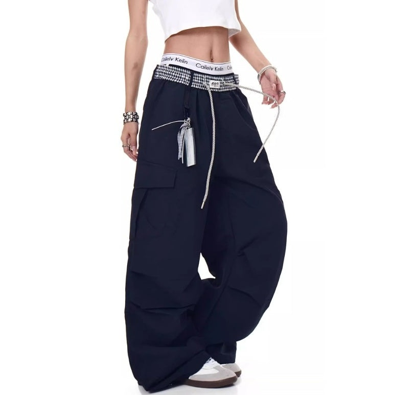 Check Panel Waist Paratrooper Pants MW10227