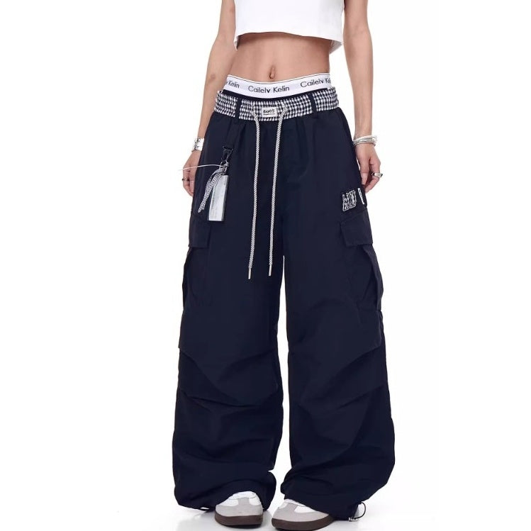 Check Panel Waist Paratrooper Pants MW10227