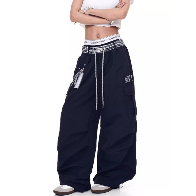Check Panel Waist Paratrooper Pants MW10227