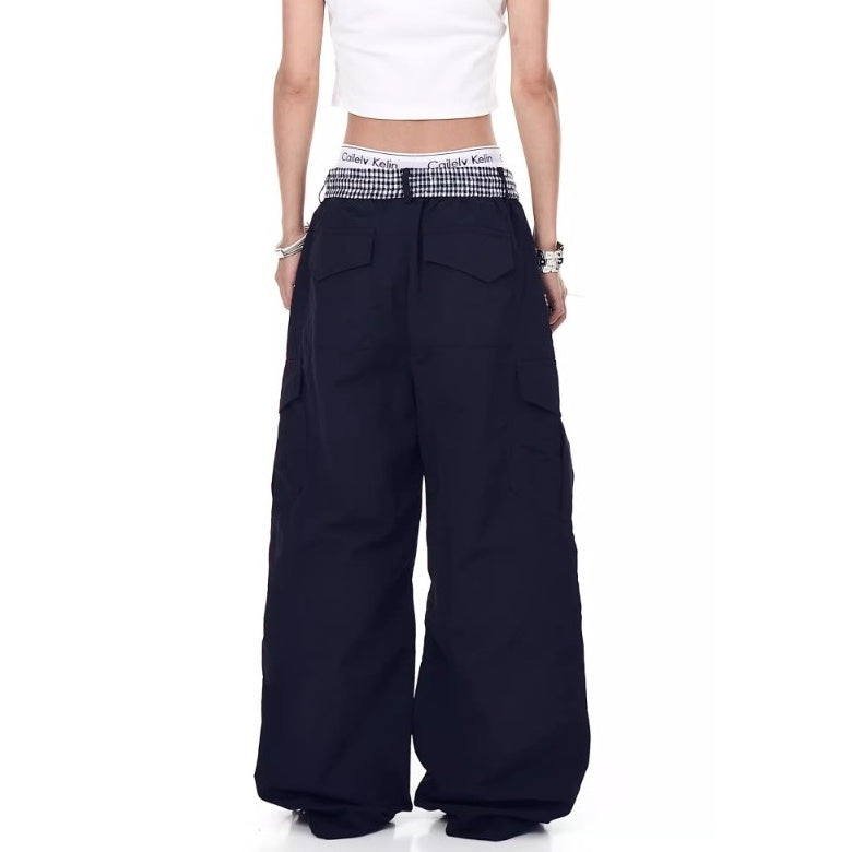 Check Panel Waist Paratrooper Pants MW10227