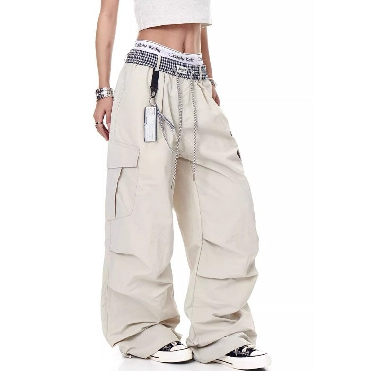 Check Panel Waist Paratrooper Pants MW10227
