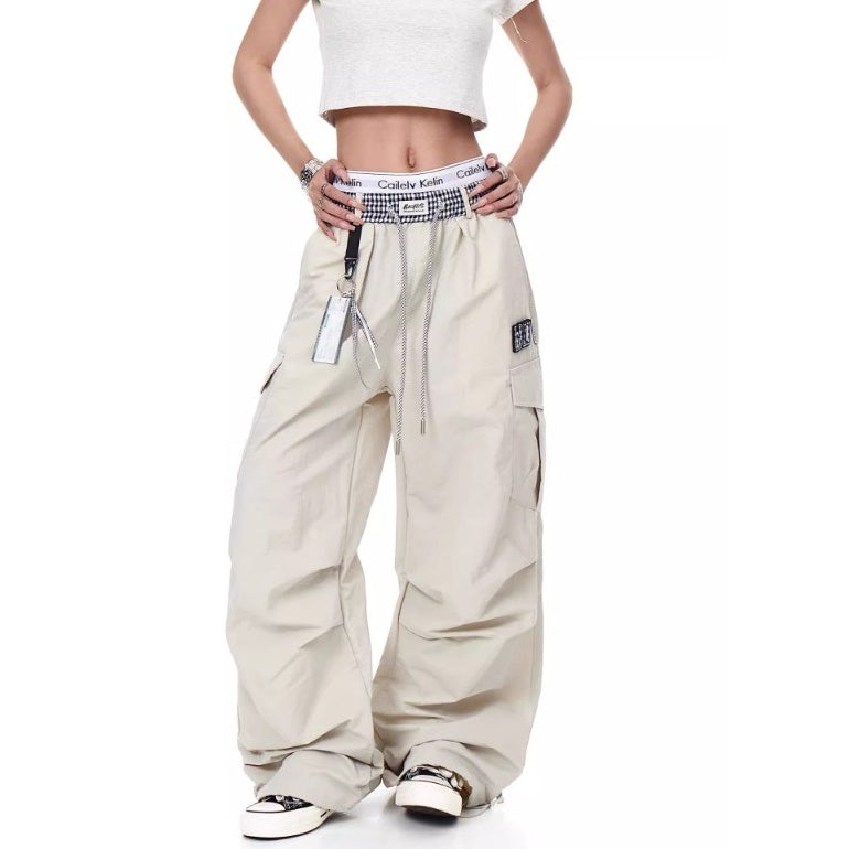 Check Panel Waist Paratrooper Pants MW10227