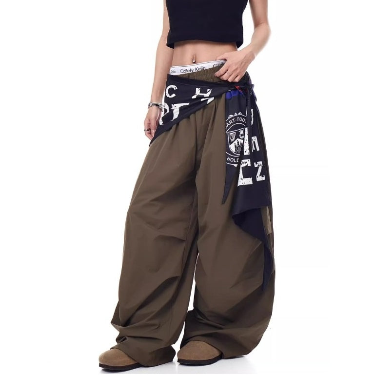 Cargo Paratrooper Curve Pants With Hip Curtain Scarf BK7005