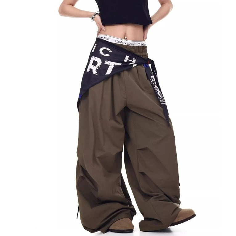 Cargo Paratrooper Curve Pants With Hip Curtain Scarf BK7005