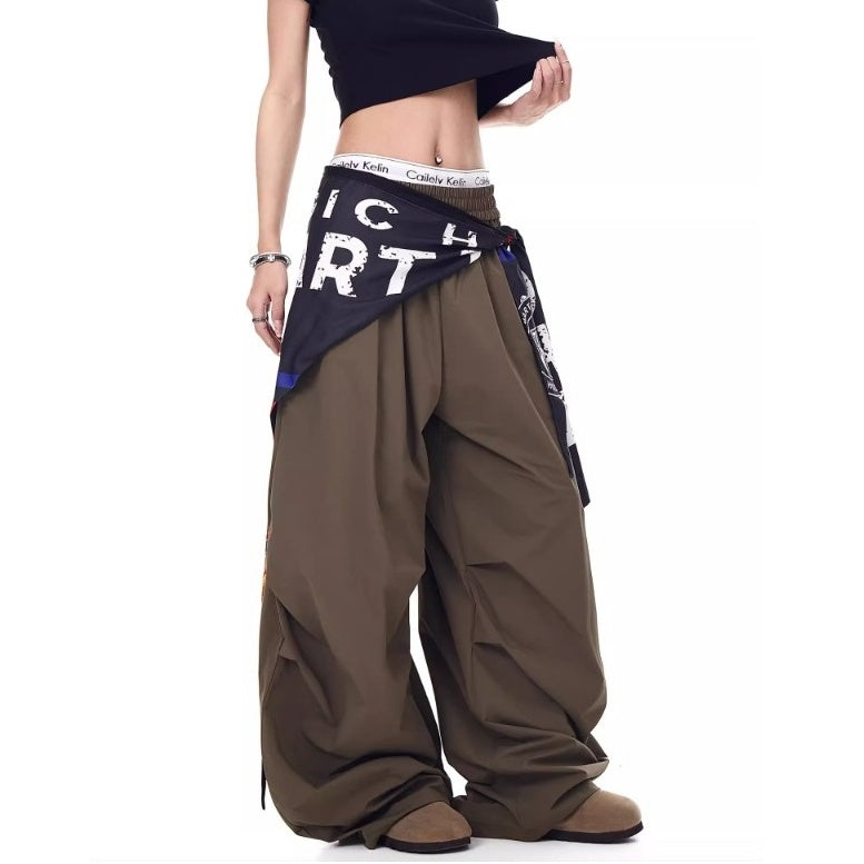 Cargo Paratrooper Curve Pants With Hip Curtain Scarf BK7005